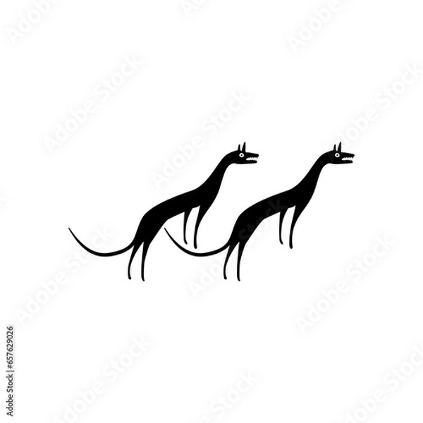 Obraz Pair Wolf Naive Illustration for Logo Gram, Art Illustration or Graphic Design Element. Vector Illustration