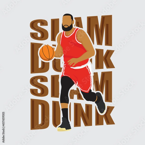 Fototapeta Slam Dunk Basketball Player Ilustration