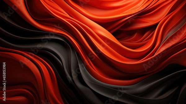 Fototapeta Abstract Red and Black Soft Flowing Fabric Wavy Background