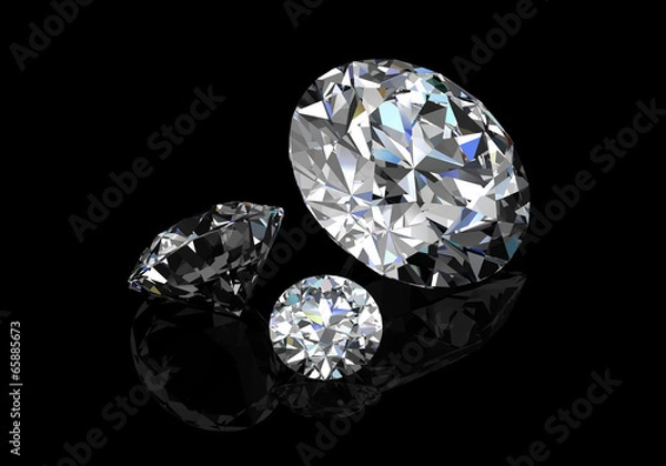 Obraz diamond on  black background (high resolution 3D image)