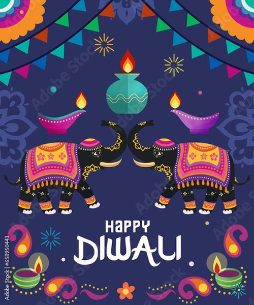 Fototapeta Illustration Diwali festival poster template