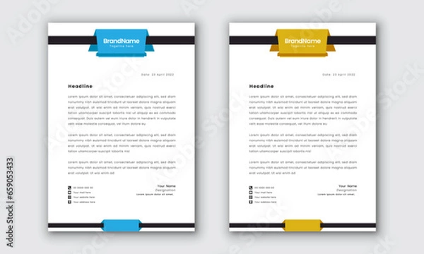 Fototapeta Professional business letterhead design template with geometric shape.
