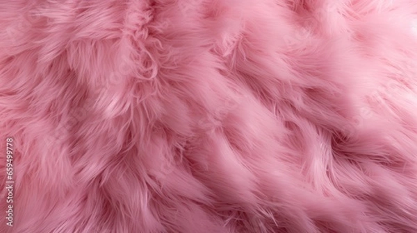 Fototapeta Pink soft plush fur background, generative ai