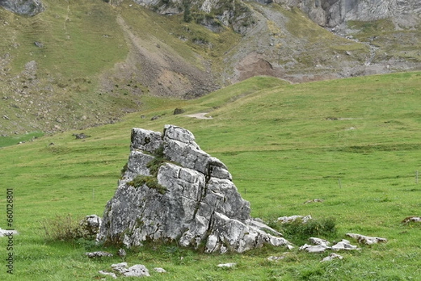 Fototapeta stone blocks at the foot of the mountains