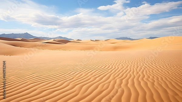 Fototapeta Endless expanse of golden sand dunes stretching as far as the eye can see. Generative Ai. NO.03