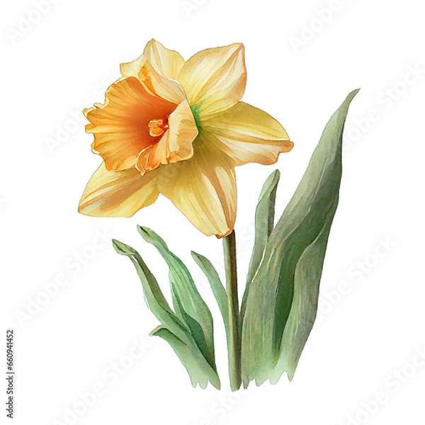 Fototapeta Vibrant Watercolor Daffodil Blossom