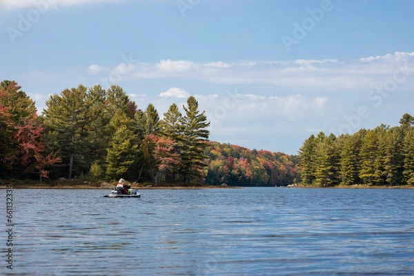 Fototapeta Autumn landscape with lake