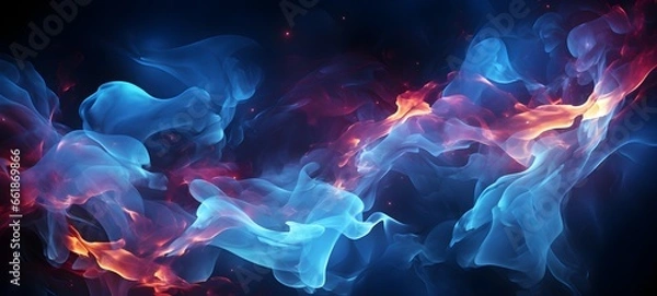 Fototapeta Mist texture. gradient color smoke. Paint water mix smoke abstract background. Blue purple red smoke. explosion border with dark smoke and red lava, Glowing Red Lights Showcase Garage 3D Rendering