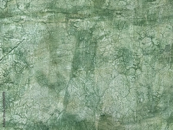 Fototapeta Green plaster wall with crackle texture background in Oaxaca, Mexico.