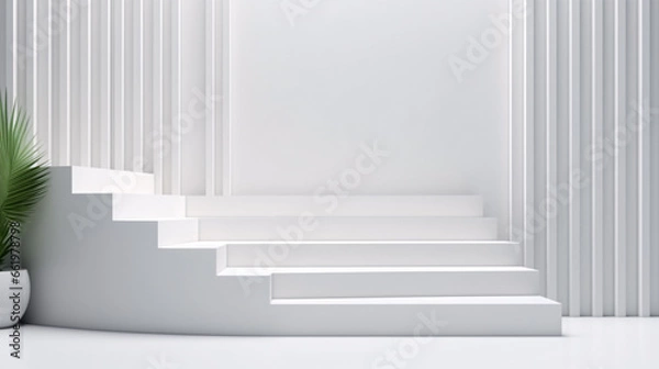 Obraz A 3d stair display featuring a white background is presented as a design concept.