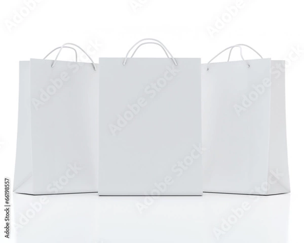 Fototapeta White Shopping Bags Isolated on White Background