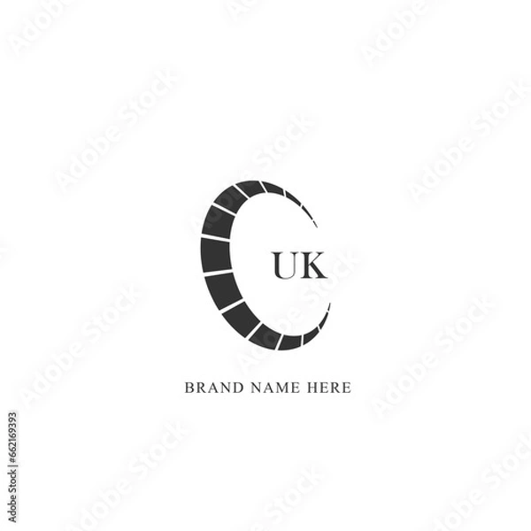 Fototapeta UK logo. U K design. White UK letter. UK, U K letter logo design. Initial letter UK linked circle uppercase monogram logo. U K letter logo vector design. 