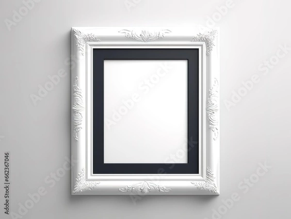 Fototapeta white picture frame on wall.  generative AI