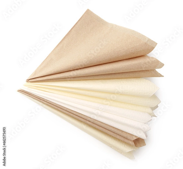 Obraz Beige paper napkins on white background studio shot