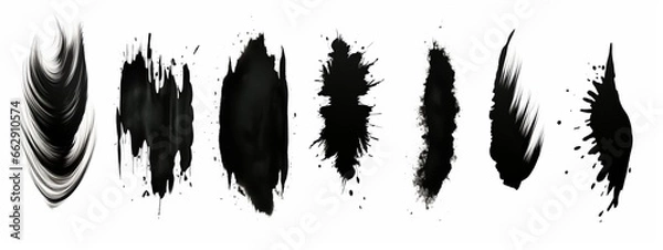 Fototapeta Mascara brush stroke texture black paint swatch makeup smudge ink isolated background eye brushstroke. Smear brush paintbrush mascara white lash splash stroke mark pencil pen pattern scribble chinese