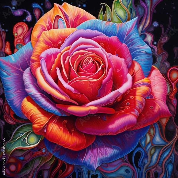 Fototapeta colorful rose illustration