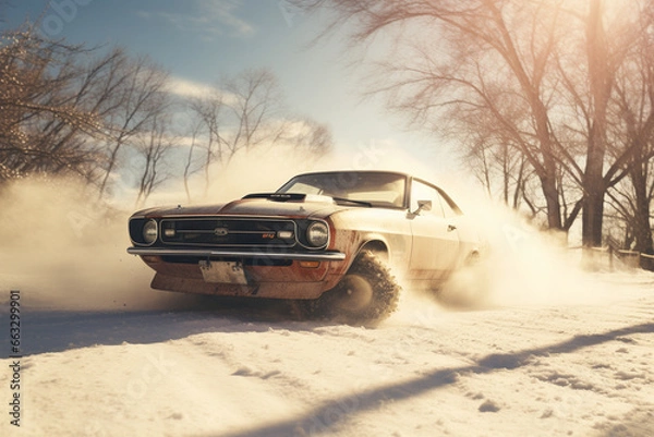 Fototapeta car in the snow