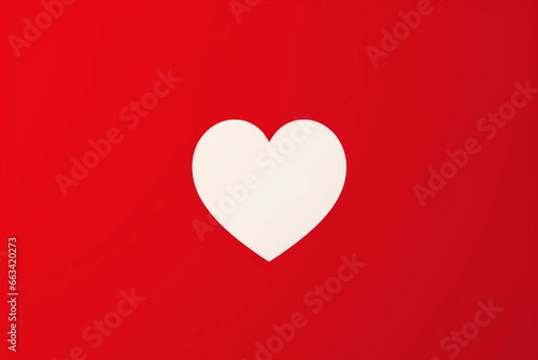 Fototapeta white heart on a red background, postcard