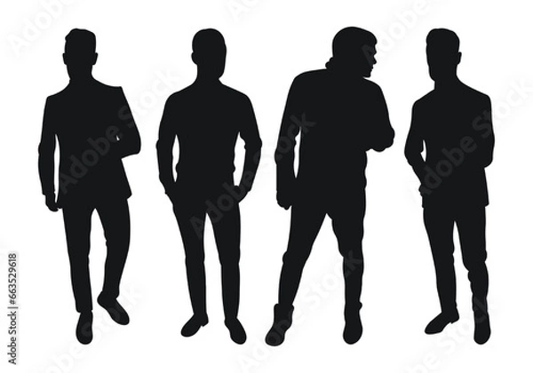 Obraz Image male silhouettes. People, human, person, man, men, guy, lad, fella, stripling, boy. Businessmen, workers, friends, students, demonstrators