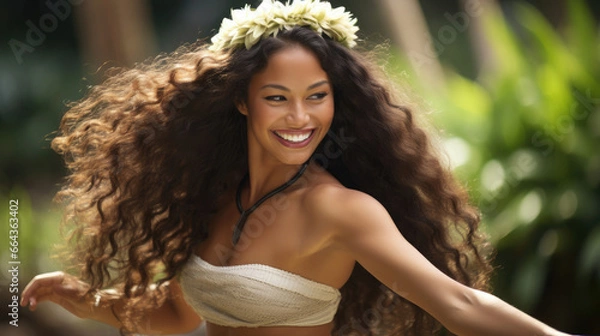 Fototapeta Graceful Hawaiian Hula Dancer with Spirit of Aloha