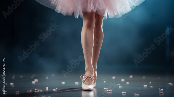 Fototapeta A photo of the ankles of a ballerina doing ballet