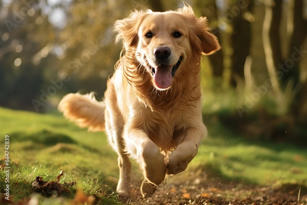 Fototapeta a dog playing in the park