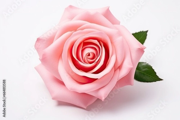 Fototapeta Pink rose isolated on white background.