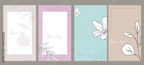 Fototapeta Invitation, menu, table number card design. Floral wedding templates. Good for birthday, bridal and baby shower. Vector illustration.