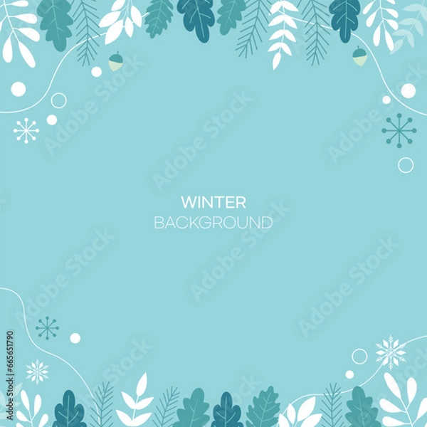 Fototapeta Universal Abstract Creative Art Template with Merry Christmas and Winter Frame and Background