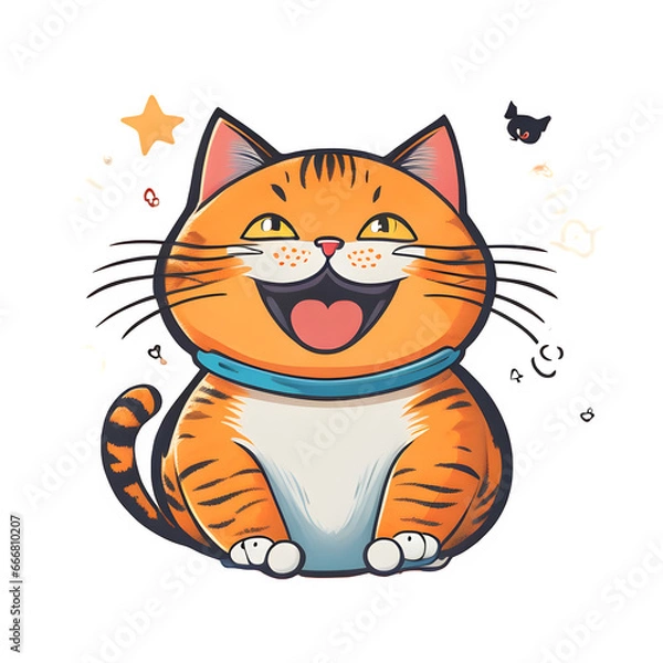 Fototapeta Set of simple and adorable Orange Tabby cat illustrations outlined, illustration vector. Ai