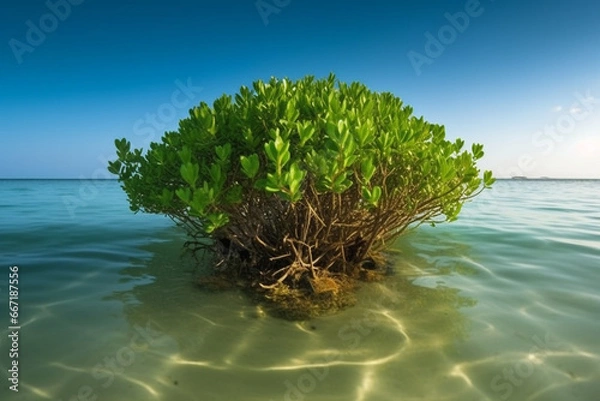 Fototapeta Underwater view of a tropical coral reef with seaweed in the ocean