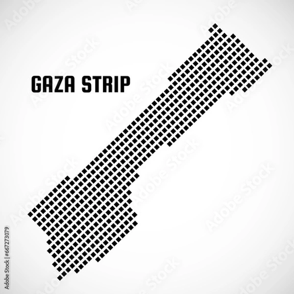 Fototapeta Pixel Gaza Strip map isolated on white background. Vector illustration