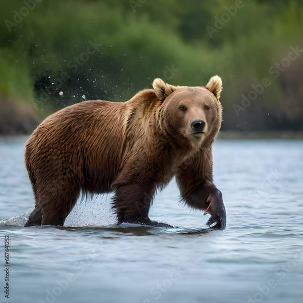 Fototapeta brown bear in the lake