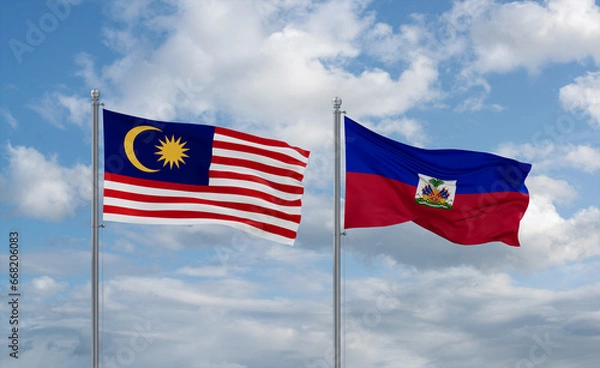 Fototapeta Haiti and Malaysia flags, country relationship concept