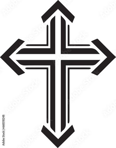 Fototapeta Simple catholic cross, Vector Template for Cutting and Printing