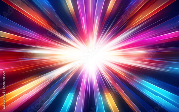 Fototapeta futuristic sci-fi vibrant light speed explosion