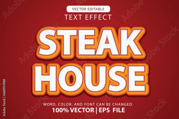 Obraz 3d editable text effect steak house meat for logo or headline text template