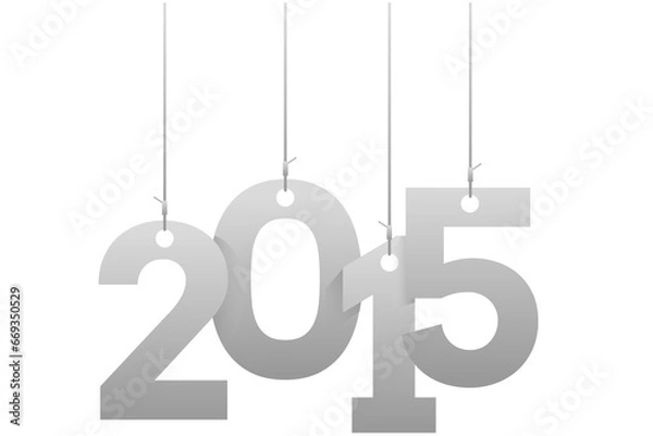 Fototapeta Digital png illustration of 2015 number hanging on strings on transparent background