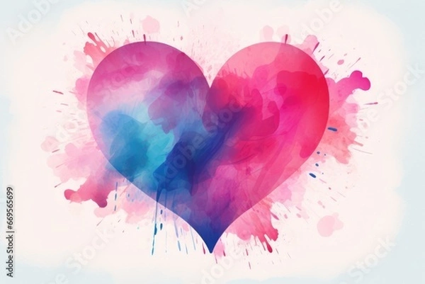 Fototapeta Watercolor Heart abstract , AI Generated