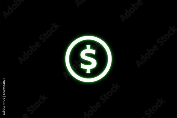 Fototapeta Dollar neon icon vector illustration 