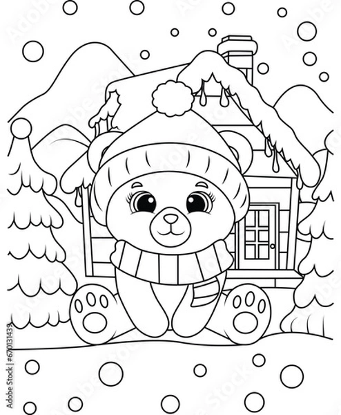 Fototapeta Christmas coloring page for kids