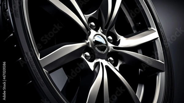 Fototapeta Modern car wheel isolated on white background.