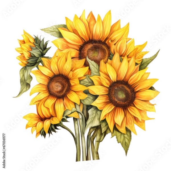 Obraz watercolor sunflower clipart