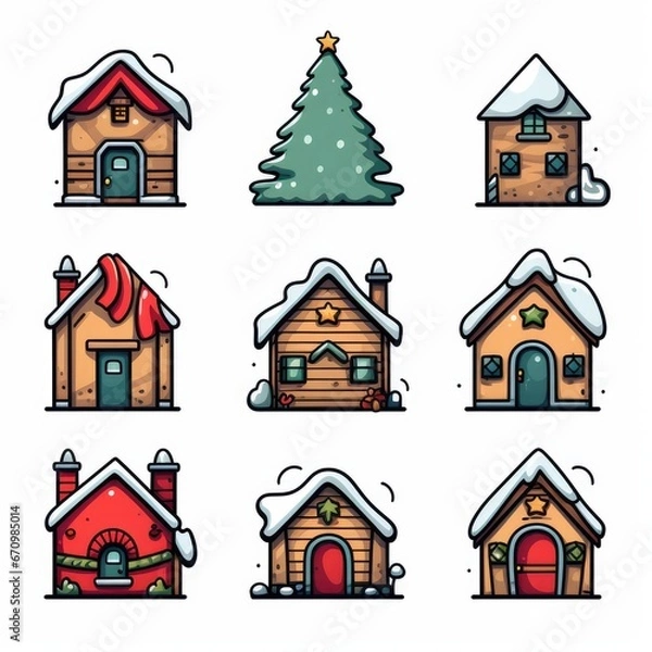 Fototapeta Christmas icon set stock illustration