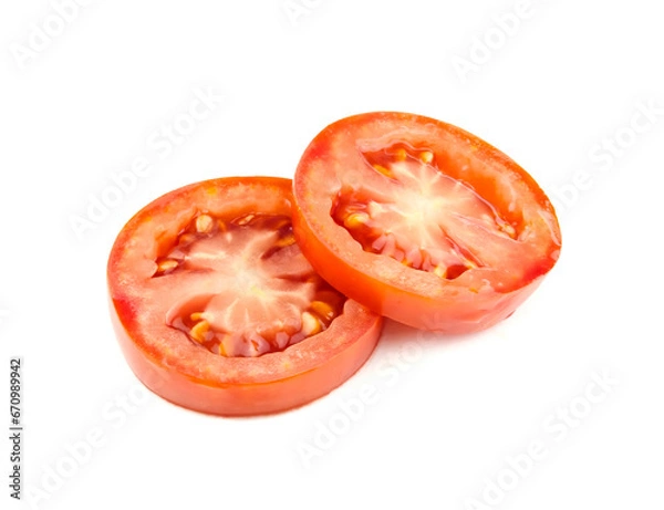 Fototapeta Slices of tomato isolated on white background