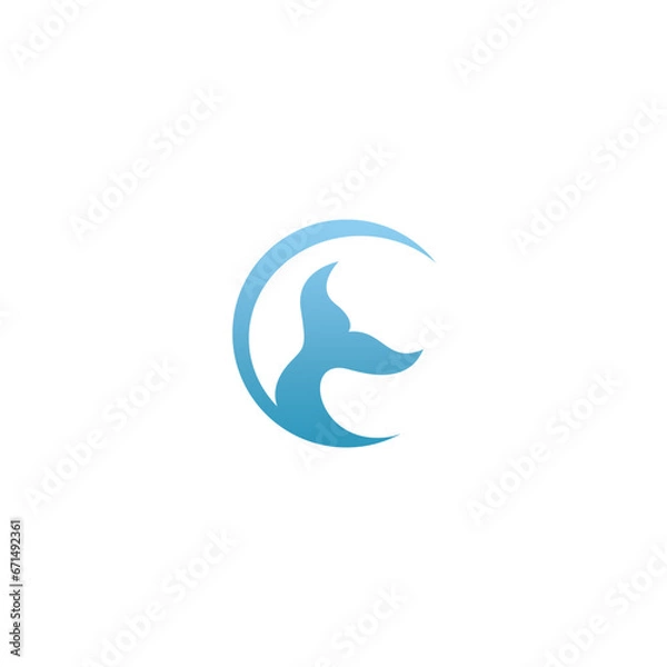 Obraz whale tail logo simple. whale tail moon logo