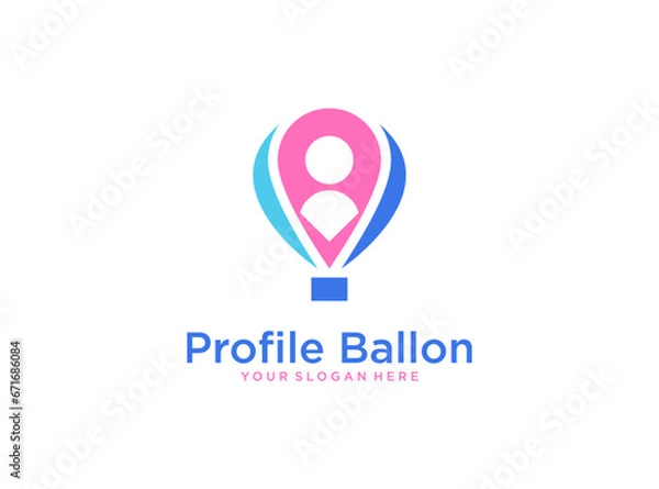 Fototapeta profile people with balloon logo design