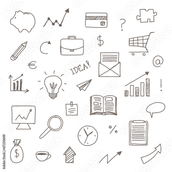 Fototapeta Vector Illustration of Hand DRawn Business Icons