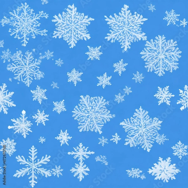 Fototapeta Frosty Greetings: Vector Illustration of Blue Christmas Card with Delicate White Snowflakes