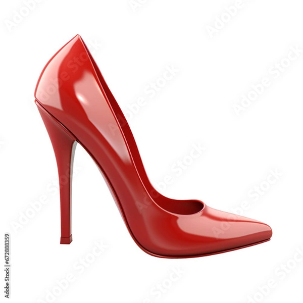 Fototapeta Red realistic 3D high-heeled shoe on a transparent background. generative AI